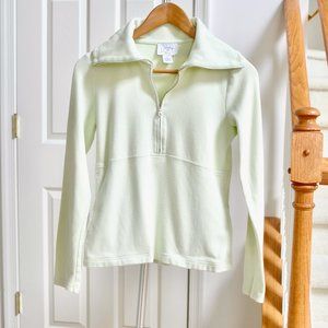 Ann Taylor LOFT Women's Half Zip High Collar Light Green Cotton Blend Sweater XS